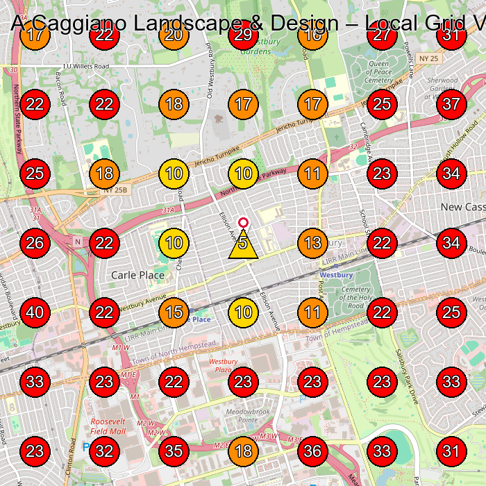 A Caggiano Landscape & Design GeoGrid visibility map for Air Duct Cleaning Service in None